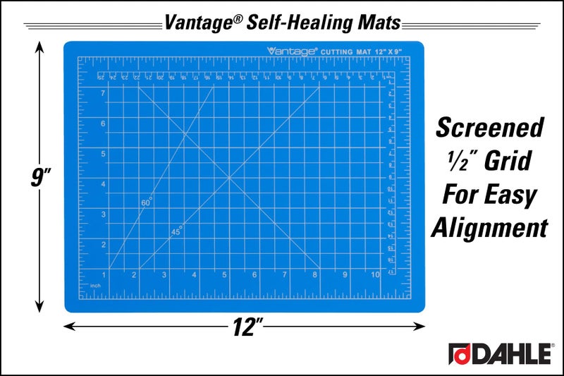 Dahle Vantage 10690 Premium Self-Healing Cutting Mat, 9"x12", 1/2" Grid, 5 Layers for Max Healing, Perfect for Crafts & Sewing, Blue - Image 2